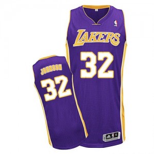 Maillot NBA Authentic Magic Johnson #32 Los Angeles Lakers Road Violet - Homme