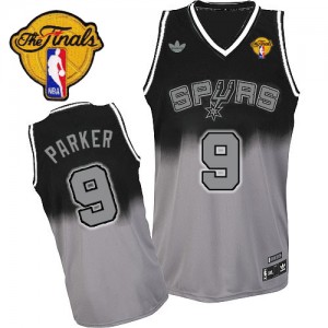 San Antonio Spurs #9 Adidas Fadeaway Fashion Finals Patch Gris noir Swingman Maillot d'équipe de NBA 100% authentique - Tony Parker pour Homme