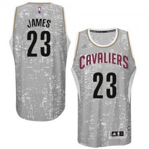 Cleveland Cavaliers LeBron James #23 City Light Authentic Maillot d'équipe de NBA - Gris pour Homme