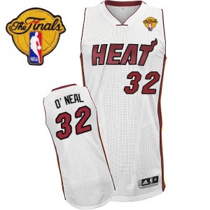Maillot NBA Miami Heat #32 Shaquille O'Neal Blanc Adidas Swingman Home Finals Patch - Homme