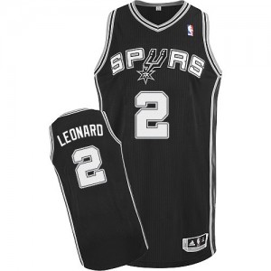 San Antonio Spurs Kawhi Leonard #2 Road Authentic Maillot d'équipe de NBA - Noir pour Homme