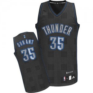 Maillot NBA Oklahoma City Thunder #35 Kevin Durant Noir Adidas Authentic Rhythm Fashion - Homme