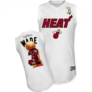Maillot NBA Blanc Dwyane Wade #3 Miami Heat Finals Authentic Homme Adidas