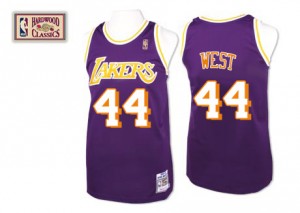 Los Angeles Lakers Mitchell and Ness Jerry West #44 Throwback Authentic Maillot d'équipe de NBA - Violet pour Homme
