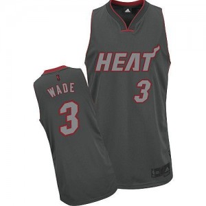 Miami Heat #3 Adidas Graystone Fashion Gris Authentic Maillot d'équipe de NBA pas cher - Dwyane Wade pour Homme