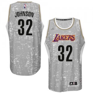 Maillot NBA Gris Magic Johnson #32 Los Angeles Lakers City Light Swingman Homme Adidas
