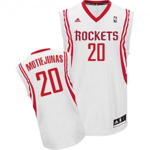 Maillot NBA Blanc Donatas Motiejunas #20 Houston Rockets Home Swingman Homme Adidas