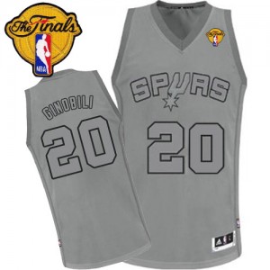 San Antonio Spurs #20 Adidas Big Color Fashion Finals Patch Gris Authentic Maillot d'équipe de NBA pour pas cher - Manu Ginobili pour Homme