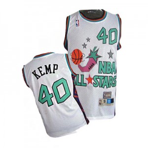 Maillot NBA Blanc Shawn Kemp #40 Oklahoma City Thunder SuperSonics 1995 All Star Swingman Homme Adidas