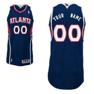Maillot NBA Bleu marin Authentic Personnalisé Atlanta Hawks Road Homme Adidas
