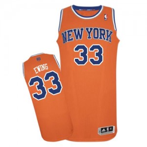 Maillot NBA New York Knicks #33 Patrick Ewing Orange Adidas Authentic Alternate - Homme