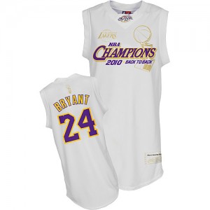 Maillot NBA Los Angeles Lakers #24 Kobe Bryant Blanc Adidas Authentic 2010 Finals Champions - Homme