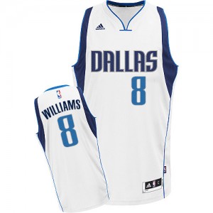 Maillot NBA Blanc Deron Williams #8 Dallas Mavericks Home Swingman Homme Adidas