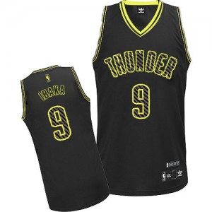 Oklahoma City Thunder #9 Adidas Electricity Fashion Noir Authentic Maillot d'équipe de NBA préférentiel - Serge Ibaka pour Homme