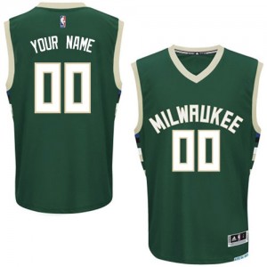 Maillot NBA Milwaukee Bucks Personnalisé Authentic Vert Adidas Road - Enfants