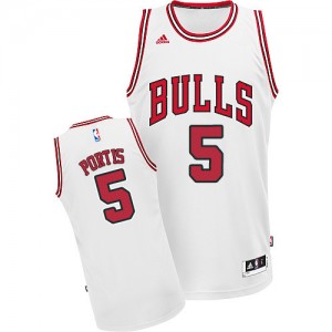 Maillot NBA Blanc Bobby Portis #5 Chicago Bulls Home Swingman Homme Adidas