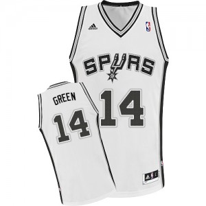 Maillot NBA San Antonio Spurs #14 Danny Green Blanc Adidas Swingman Home - Homme