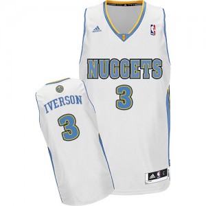 Maillot NBA Blanc Allen Iverson #3 Denver Nuggets Home Swingman Homme Adidas