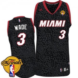 Maillot NBA Authentic Dwyane Wade #3 Miami Heat Crazy Light Finals Patch Noir - Homme