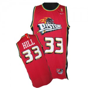 Detroit Pistons #33 Nike Throwback Rouge Authentic Maillot d'équipe de NBA pas cher - Grant Hill pour Homme