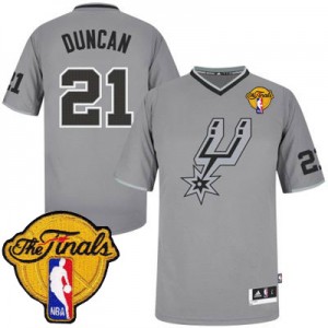 Maillot NBA Gris Tim Duncan #21 San Antonio Spurs 2013 Christmas Day Finals Patch Authentic Homme Adidas