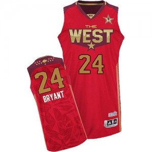 Maillot NBA Los Angeles Lakers #24 Kobe Bryant Rouge Adidas Authentic 2011 All Star - Homme