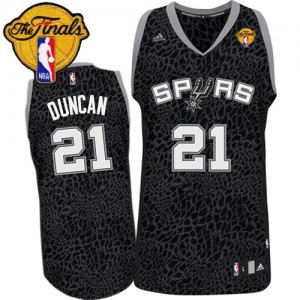 Maillot Authentic San Antonio Spurs NBA Crazy Light Finals Patch Noir - #21 Tim Duncan - Homme
