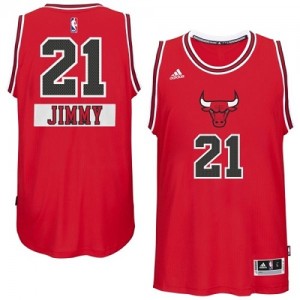 Maillot NBA Chicago Bulls #21 Jimmy Butler Rouge Adidas Authentic 2014-15 Christmas Day - Homme
