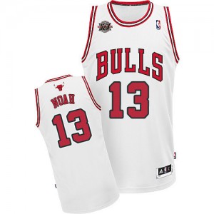 Maillot NBA Chicago Bulls #13 Joakim Noah Blanc Adidas Swingman Home 20TH Anniversary - Homme