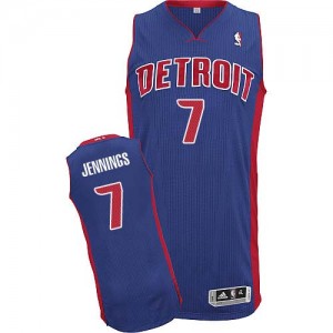 Detroit Pistons Brandon Jennings #7 Road Authentic Maillot d'équipe de NBA - Bleu royal pour Homme