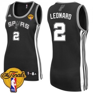 San Antonio Spurs Kawhi Leonard #2 Road Finals Patch Authentic Maillot d'équipe de NBA - Noir pour Femme