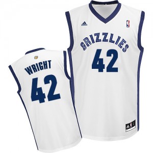Maillot NBA Memphis Grizzlies #42 Lorenzen Wright Blanc Adidas Swingman Home - Homme