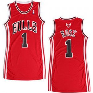 Maillot NBA Rouge Derrick Rose #1 Chicago Bulls Dress Authentic Femme Adidas