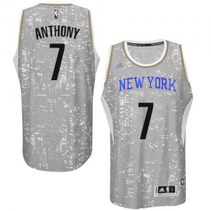 Maillot NBA Authentic Carmelo Anthony #7 New York Knicks City Light Gris - Homme