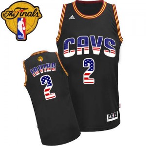 Maillot Adidas Noir USA Flag Fashion 2015 The Finals Patch Authentic Cleveland Cavaliers - Kyrie Irving #2 - Homme