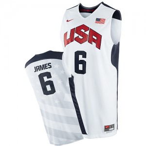 Maillot NBA Blanc LeBron James #6 Team USA 2012 Olympics Authentic Homme Nike