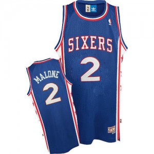 Maillot NBA Philadelphia 76ers #2 Moses Malone Bleu Adidas Swingman Throwback - Homme
