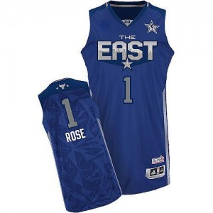 Chicago Bulls Derrick Rose #1 2011 All Star Authentic Maillot d'équipe de NBA - Bleu pour Homme