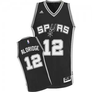 Maillot NBA Noir LaMarcus Aldridge #12 San Antonio Spurs Road Swingman Enfants Adidas