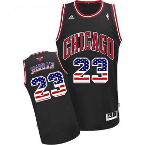 Maillot Authentic Chicago Bulls NBA USA Flag Fashion Noir - #23 Michael Jordan - Homme