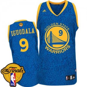 Maillot Authentic Golden State Warriors NBA Crazy Light 2015 The Finals Patch Bleu - #9 Andre Iguodala - Homme