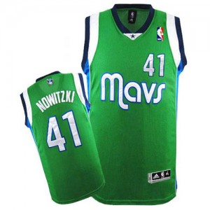 Maillot Authentic Dallas Mavericks NBA Vert - #41 Dirk Nowitzki - Homme