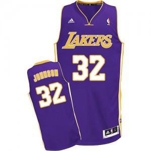 Los Angeles Lakers Magic Johnson #32 Road Swingman Maillot d'équipe de NBA - Violet pour Homme