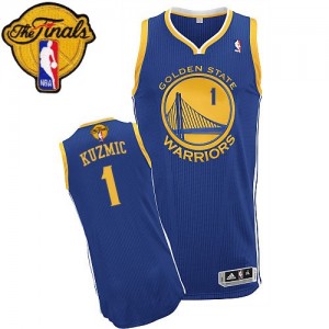 Maillot NBA Bleu royal Ognjen Kuzmic #1 Golden State Warriors Road 2015 The Finals Patch Authentic Homme Adidas