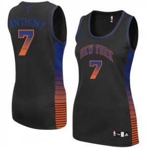 Maillot NBA New York Knicks #7 Carmelo Anthony Noir Adidas Authentic Vibe - Femme