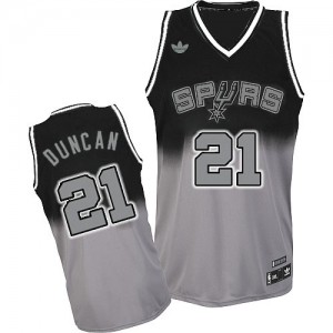 Maillot NBA Gris noir Tim Duncan #21 San Antonio Spurs Fadeaway Fashion Swingman Homme Adidas