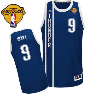 Oklahoma City Thunder #9 Adidas Alternate Finals Patch Bleu marin Swingman Maillot d'équipe de NBA magasin d'usine - Serge Ibaka pour Homme