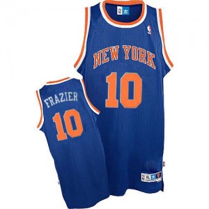 Maillot NBA New York Knicks #10 Walt Frazier Bleu royal Adidas Authentic Throwback - Homme