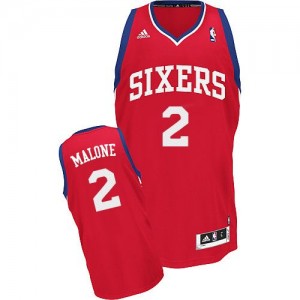 Maillot NBA Philadelphia 76ers #2 Moses Malone Rouge Adidas Swingman Road - Homme
