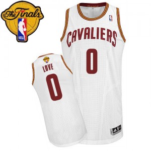 Maillot NBA Cleveland Cavaliers #0 Kevin Love Blanc Adidas Authentic Home 2015 The Finals Patch - Homme